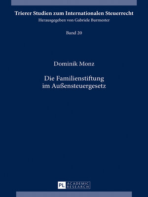 cover image of Die Familienstiftung im Außensteuergesetz